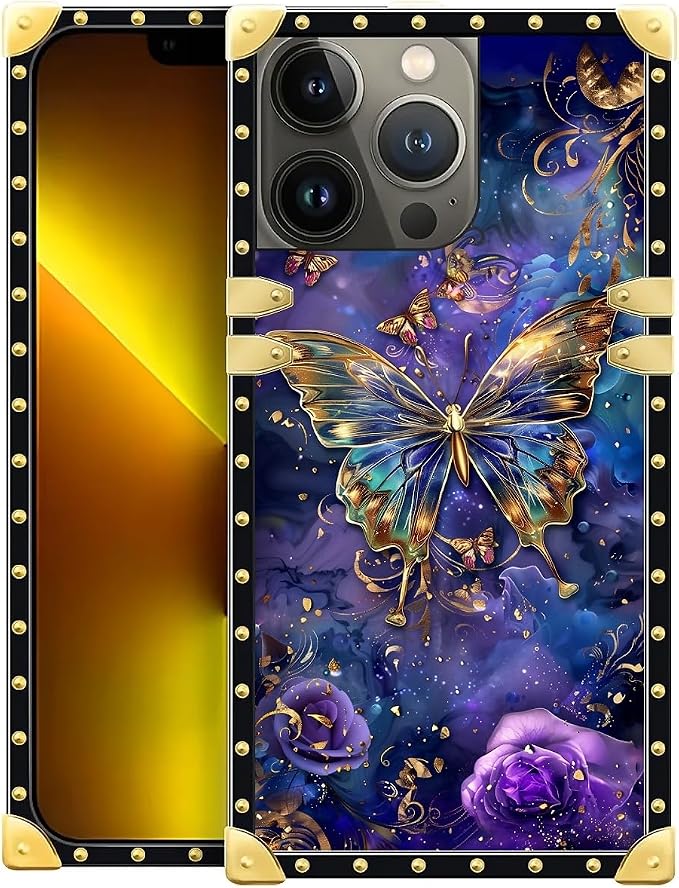 Compatible with iPhone 13 Pro Max Case, Glistening Golden Butterfly Vibrant by Unknown