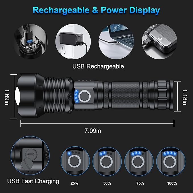 MILAOSHU Rechargeable Flashlights 90000 High Lumens - Image 6