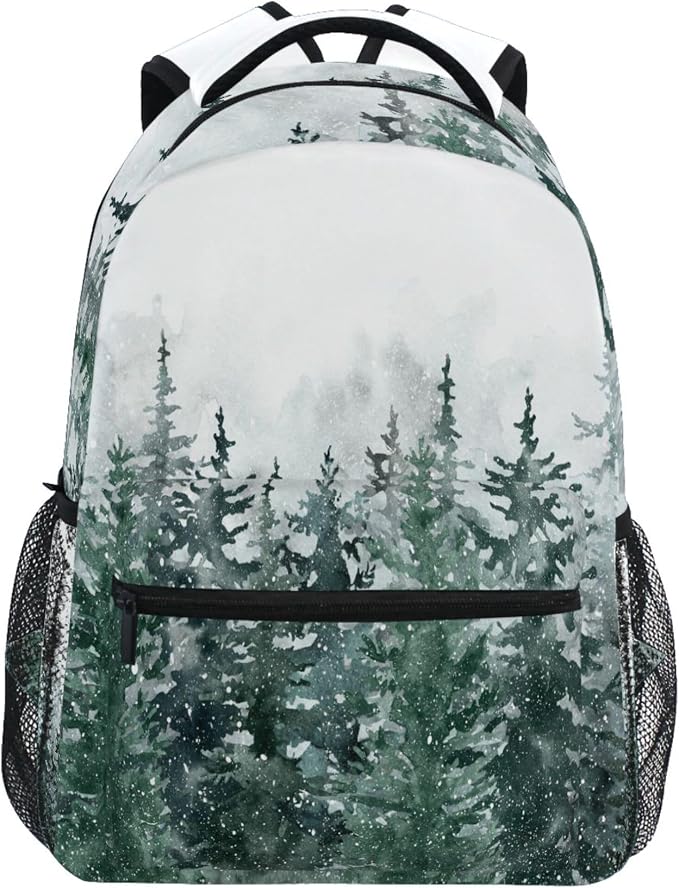 Winter Forest Kids Backpack Pinewood Tree School Backpacks Boy Girl Preschool by Wamika
