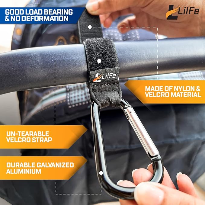 2 Pcs Black Baby Stroller Hooks - Image 2