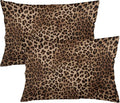 Brown Leopard Throw Pillow Covers Set of 2 Queen Size Black Cheetah Skin Wild by Unknown
