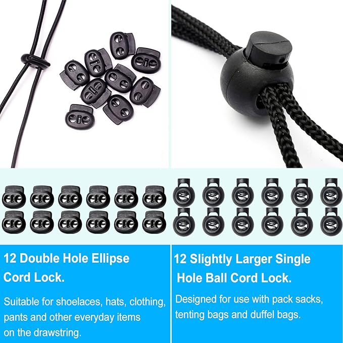 ZUSHALLMY 48pcs Upgraded Plastic Cord Lock, Cord Locks - Image 4