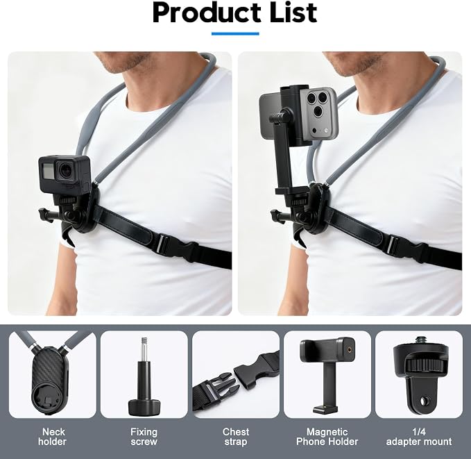 Camera Phone Chest Mount for GoPro, Adjustable Strap Chest POV Phone Holder - Image 8