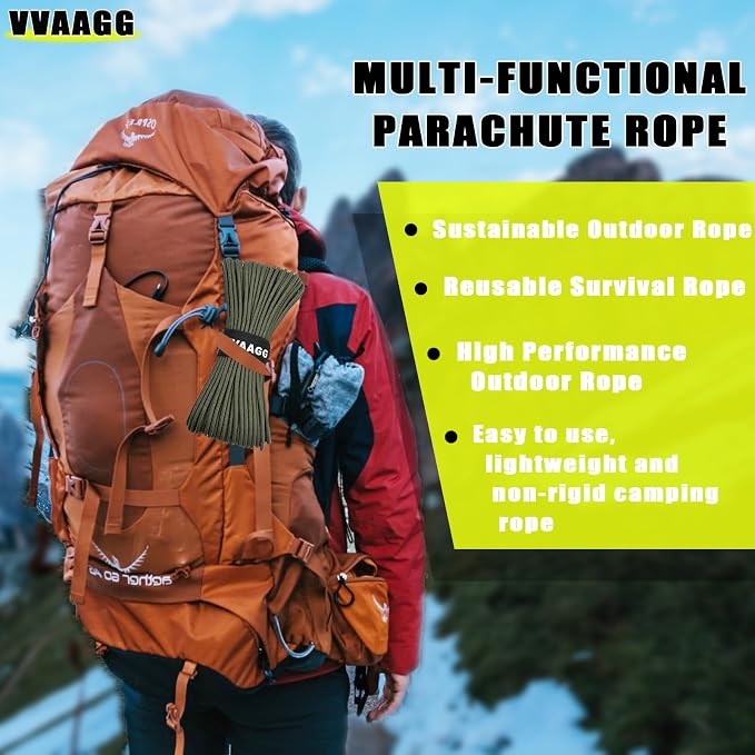 VVAAGG 1000 Paracord Rope 200FT, 4mm Utility Parachute Cord 12 Strand Nylon Rope - Image 6