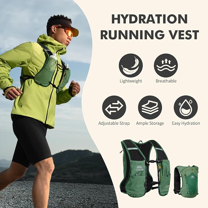 AONIJIE Running Hydration Vest for Men & Women, 8L Hydration Backpack, - Image 5