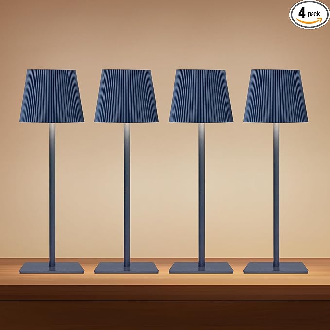 LUTEC 4 Pack Cordless Table Lamp, 6000mAh Rechargeable Battery Operated Desk by LUTEC
