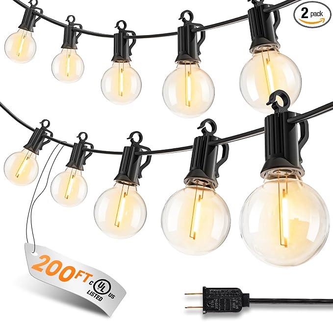 Outdoor String Patio Lights, 200FT 100 LED Patio Lights Waterproof, Connectable by SmartDawn