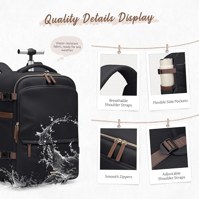 GOLF SUPAGS Rolling Backpack for Women 17 Inch Convertible Travel Laptop - Image 7