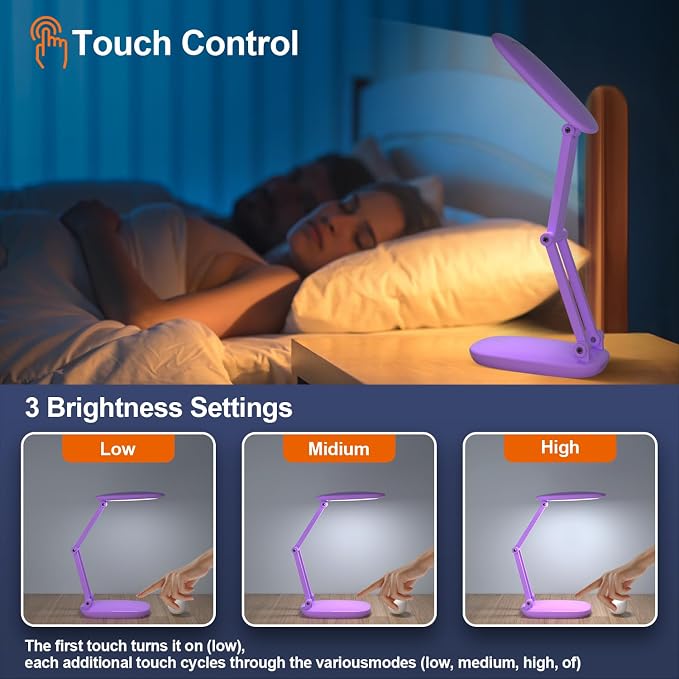 Akejrym LED Desk Lamp for Office Home & Battery Operated Lamp Rechargeable Lamp - Image 2