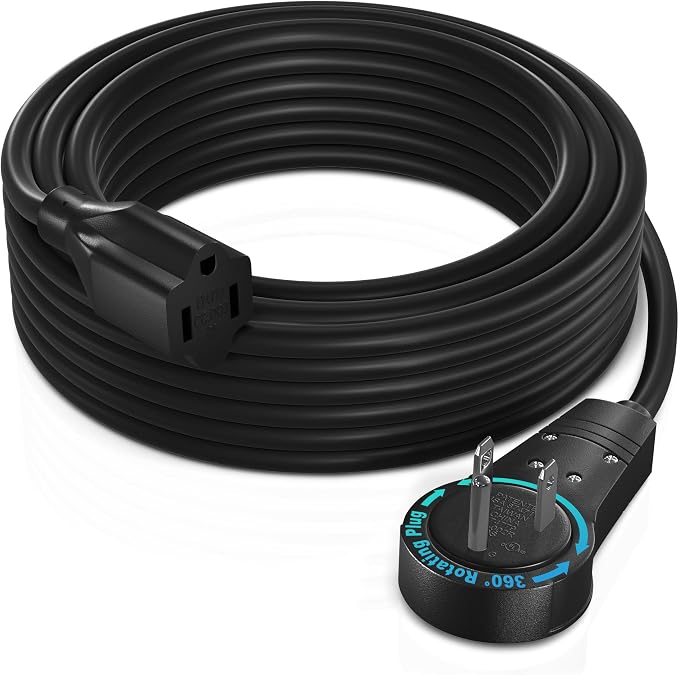 Maximm Cable 30 Feet 360° Rotating Flat Plug Extension Cord/Wire, 3 Prong by MaximmCable