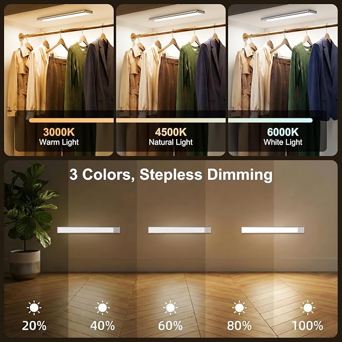 Reoshine Motion Sensor Light Indoor, 80 LED Under Cabinet Lighting Battery - Image 4