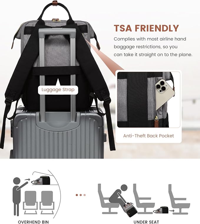 LOVEVOOK Laptop Backpack for Women, 15.6'' Waterproof Nurse Bag Teacher Work - Image 7