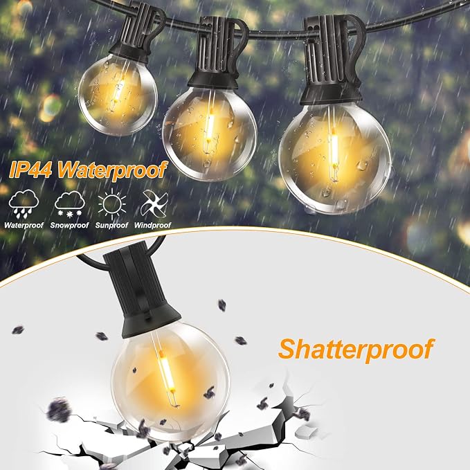 Outdoor String Lights - 100FT 2Pack G40 Globe Patio - Image 2