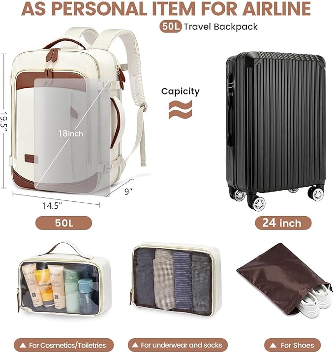 LOVEVOOK Travel Backpack Carry On Airline Approved, 50L Large Backpack - Image 4
