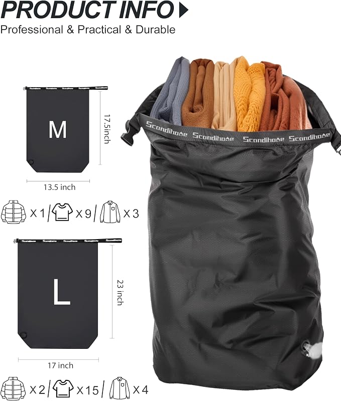 Travel Laundry Bag, Pump-free Vacuum Compression Dirty Clothes Bag, Large - Image 2