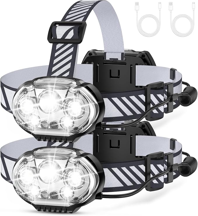 MIOISY Rechargeable Headlamp, High Lumen 5 LED Head Lamp by MIOISY
