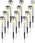 GIGALUMI Solar Lights Outdoor Waterproof, 12 Pack, Stainless Steel LED Solar by GIGALUMI