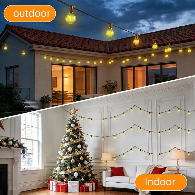 Solar Lights Outdoor Waterproof: G40 15M 50FT Shatterproof Bulbs Patio Lights - Image 8