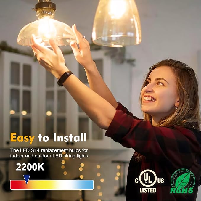 GvvooHome 24 Pack LED S14 Replacement Light Bulbs, Waterproof 1W Vintage Edison - Image 4