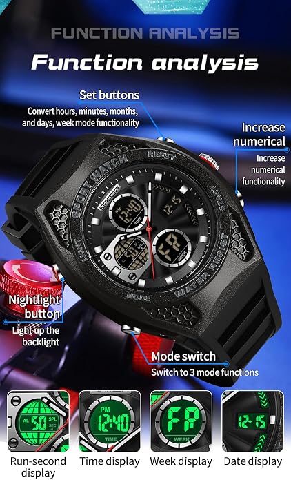 FANMIS Mens Military Multifunction Digital LED Watch Electronic Waterproof - Image 6