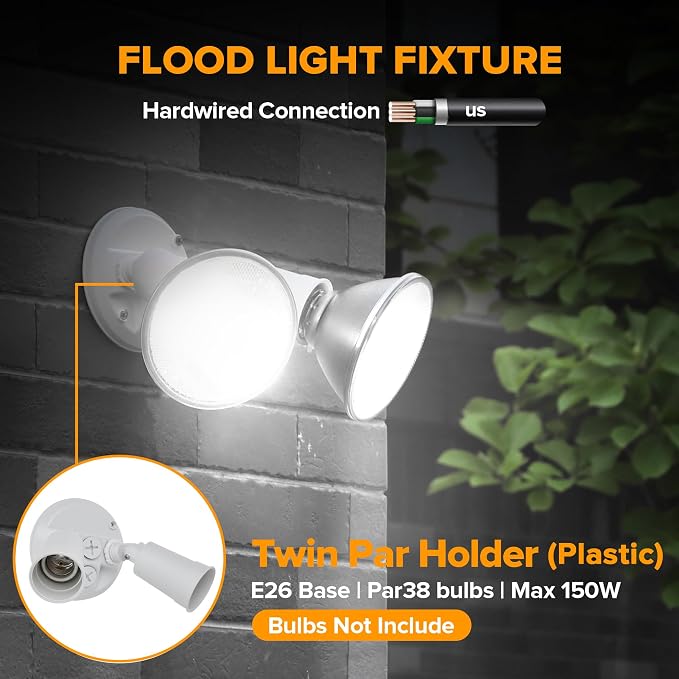 LUTEC 6 Pack Adjustable Twin Par Holder Outdoor Flood Lights, Switch Controlled - Image 3