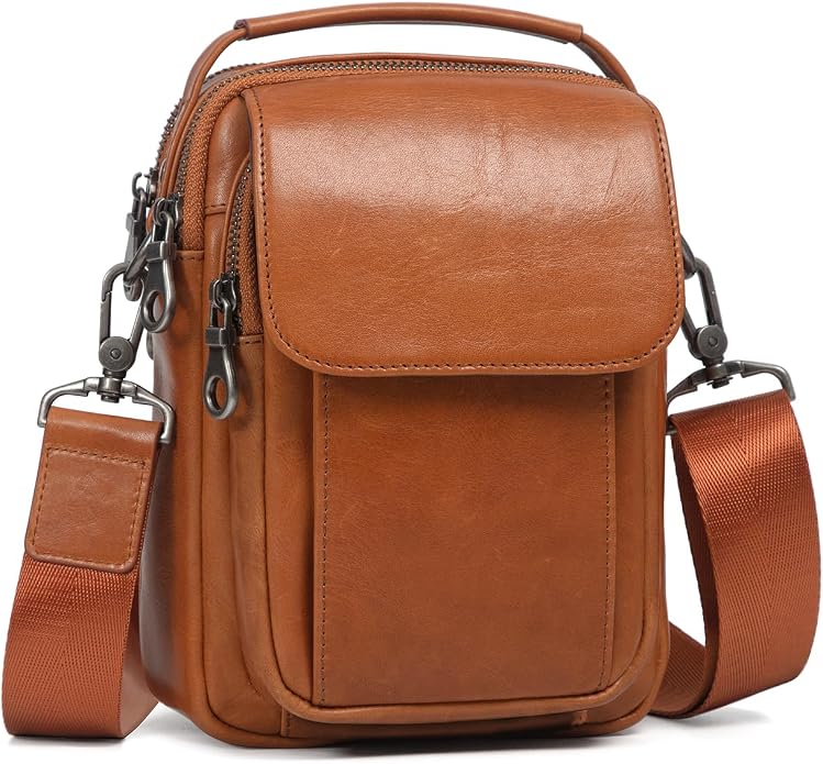 Augus Leather Small Messenger Bag by Augus