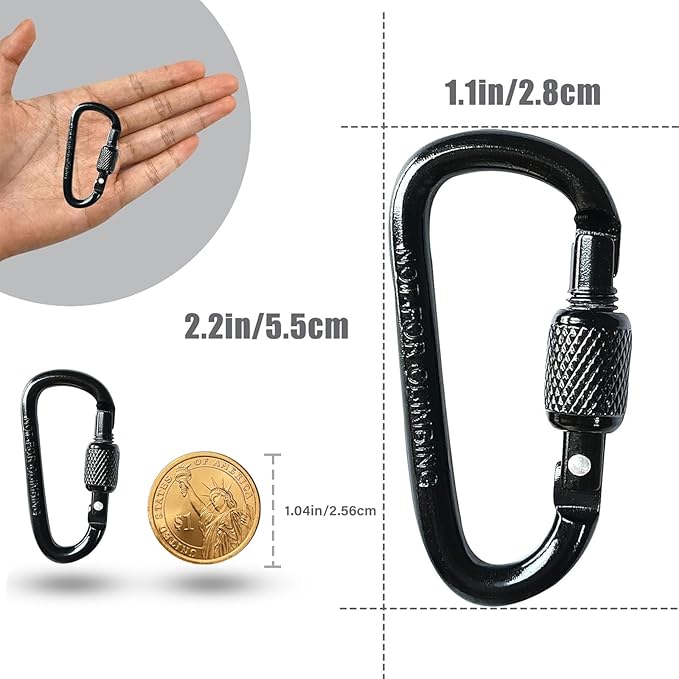 YUCHIYA 8 Pack D-Shape Carabiner Clasp - Image 4