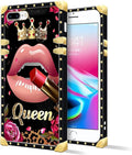 Compatible with iPhone 8 7 SE Case, Glitter Red Rose Queen Leopard Lipstick by Unknown