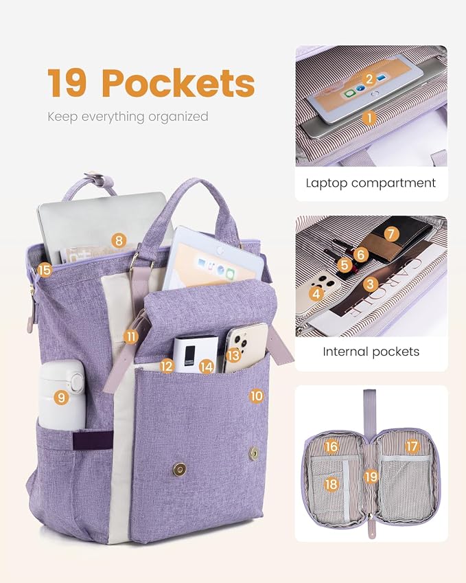 LOVEVOOK 17 Inch Backpack for Women, Laptop Bag Teacher Nurse Work Bags - Image 3