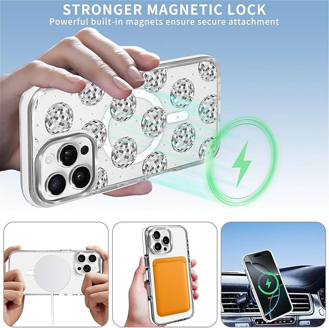 Case for iPhone 16 Pro Max, Disco Ball Grayish White Phone Case Design，for - Image 3