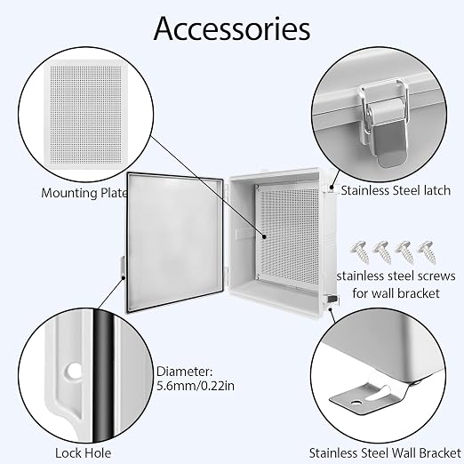 LeMotech Electrical Box, IP67 Waterproof Hinged Cover Stainless Steel Latch - Image 4