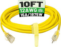 POWGRN 10 ft 12/3 Outdoor Extension Cord Waterproof Heavy Duty by POWGRN