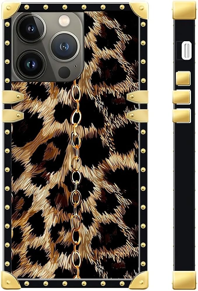 Compatible with iPhone 13 Pro Max Case, Seamless Gold Chain Leopard Luxury - Image 3