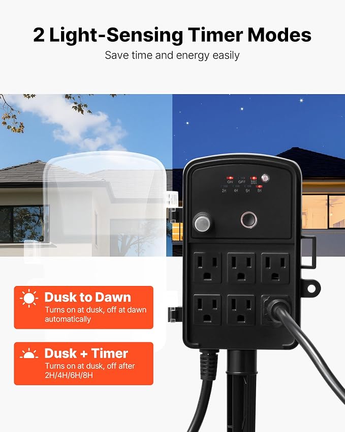VEVOR Outdoor Power Stake Timer, 100FT Extension Cord, Remote Control Outdoor - Image 3
