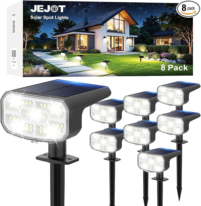 Solar Lights Outdoor Waterproof IP65, Super Bright LED, Cool Light 2 Lighting by JEJOT