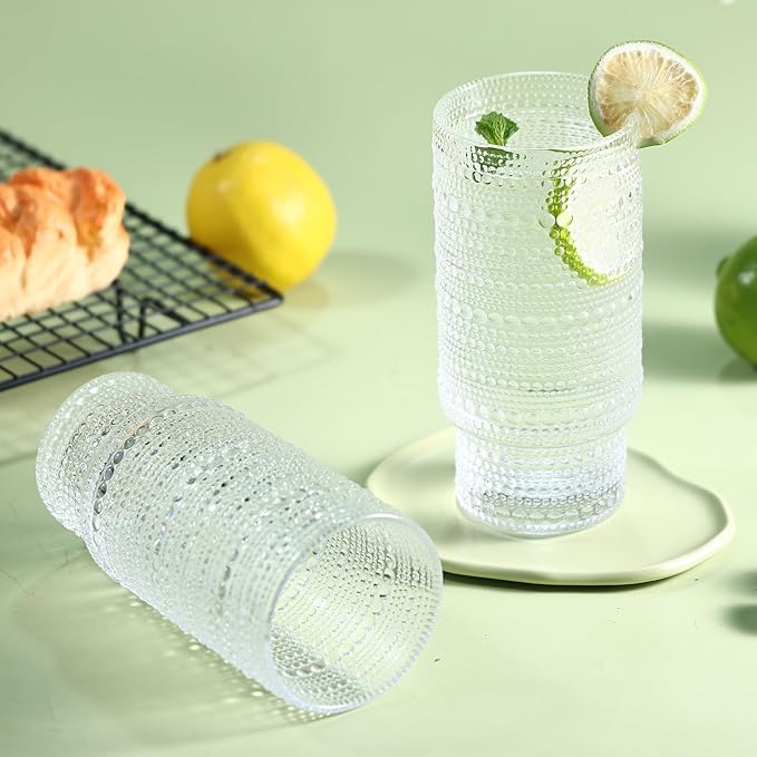 Large Capacity 16 oz Hobnail Drinking Glasses Set of 12, Vintage Glassware - Image 5