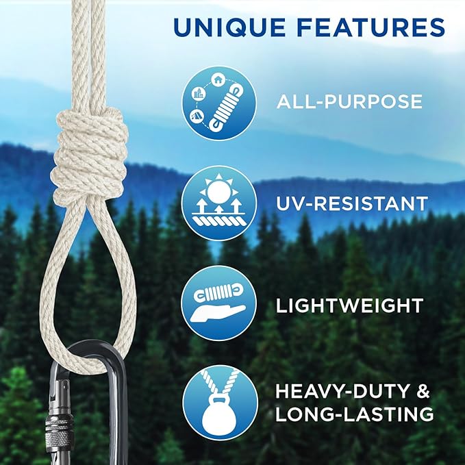 TECEUM Cotton Rope 3/16” – 200 FT – Strong All-Purpose Braided Rope – Natural - Image 4