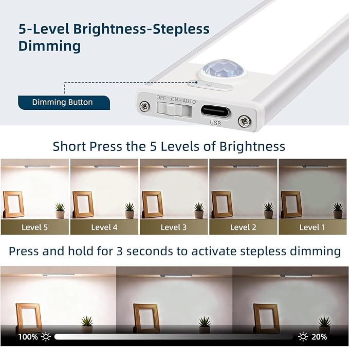 12inch Under Cabinet Lighting, 4 Pack Rechargeable Motion Sensor Light Indoor - Image 6