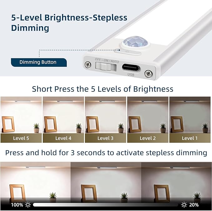 10inch Under Cabinet Lighting, 4 Pack Rechargeable Motion Sensor Light Indoor - Image 4