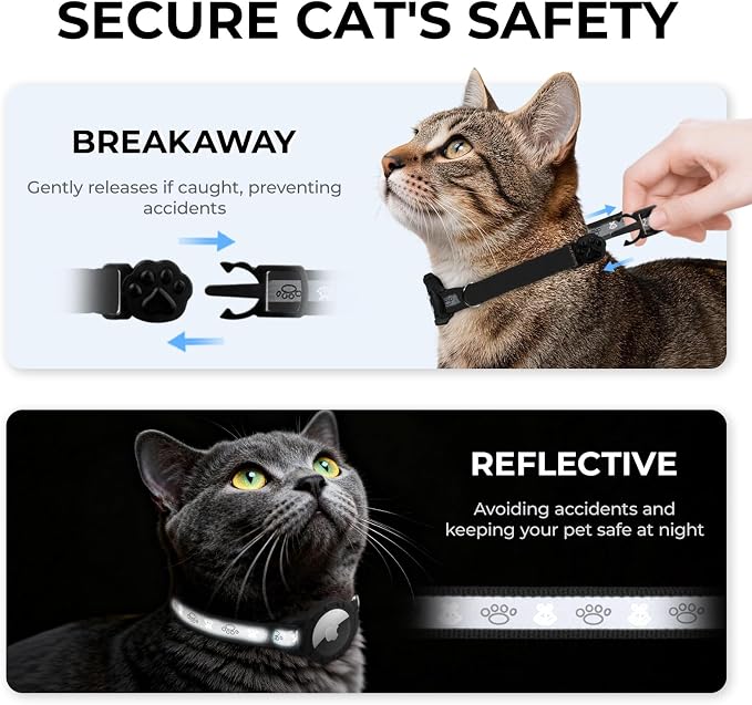Breakaway AirTag Cat Collar, Reflective Cat Tracker Collar - Image 2