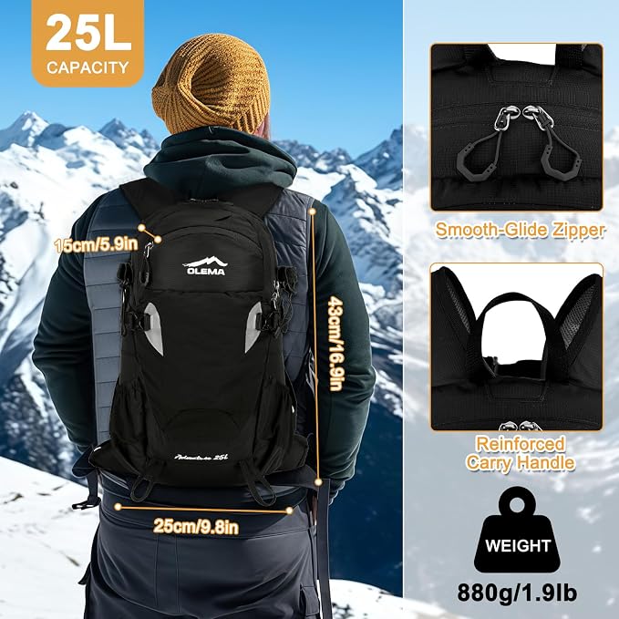 OLEMA Hiking Backpack, 25L Lightweight Travel Backpacks, Camping Daypack - Image 5