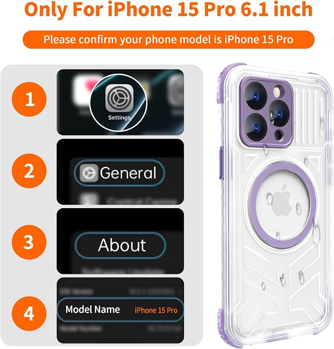 for iPhone 15 Pro Waterproof Case, IP68 Underwater Case Built-in Screen - Image 2