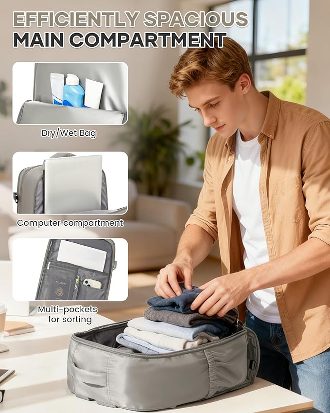 WONHOX Large Travel Backpack Carry on Flight Approved Laptop Work Business - Image 6