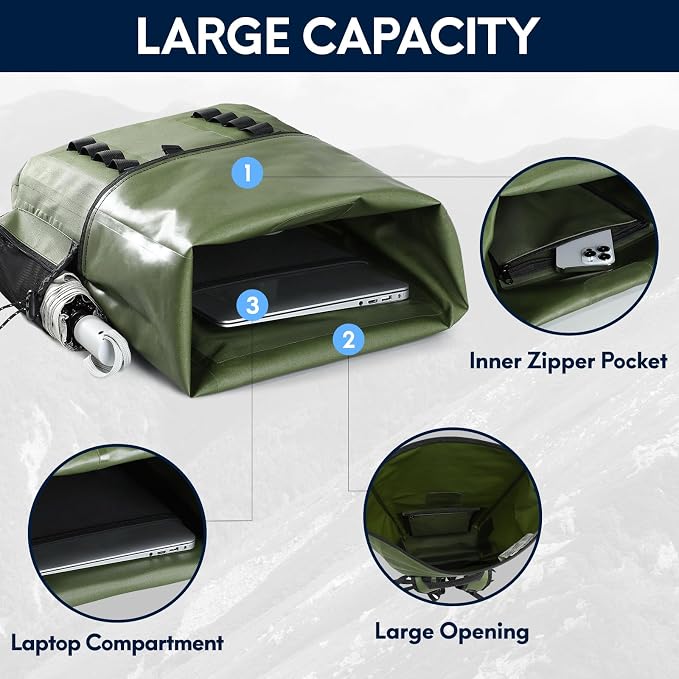 Haimont Waterproof Dry Backpack 30L TPU Lightweight Roll Top Dry Bag - Image 4