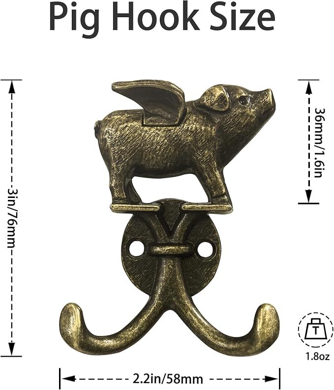 Cute Flying Pig Decorative Wall Double Hook - Image 4