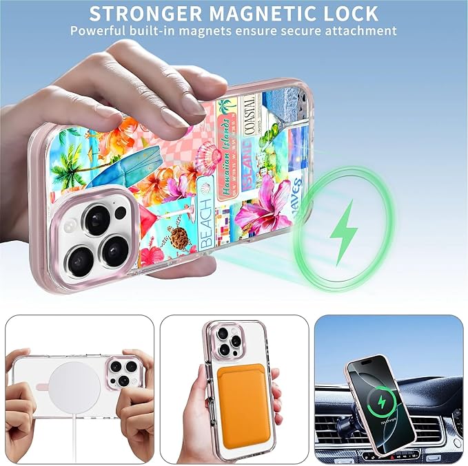 Case for iPhone 16 Pro, Coastal Beach Cover Coquette Collage Phone Case - Image 3