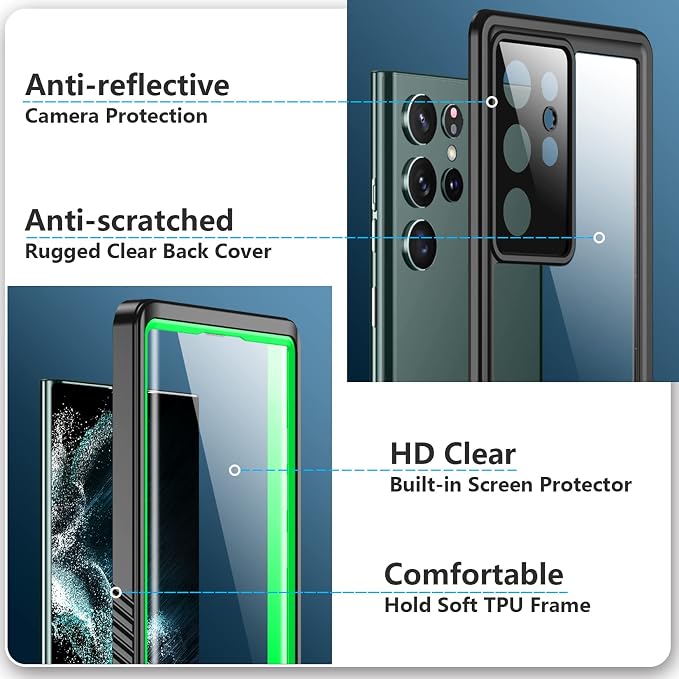 SPIDERCASE Designed for Samsung Galaxy S22 Ultra Case, Waterproof Built-in - Image 4