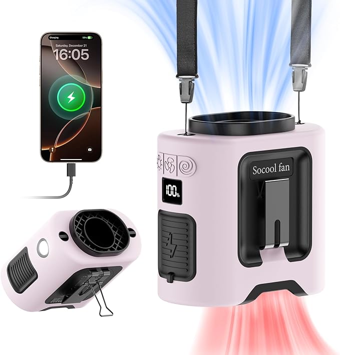 Socool 14500mAh Portable Waist Fan Clip on Belt 360 Rotation Wearable by Socoolfancoolinhand