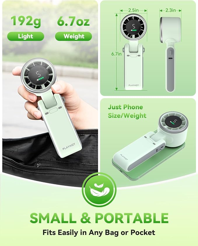 PlayHot Portable Handheld Turbo Fan, 5 Gear Wind, Battery Operated, 3 IN 1 Hand - Image 6