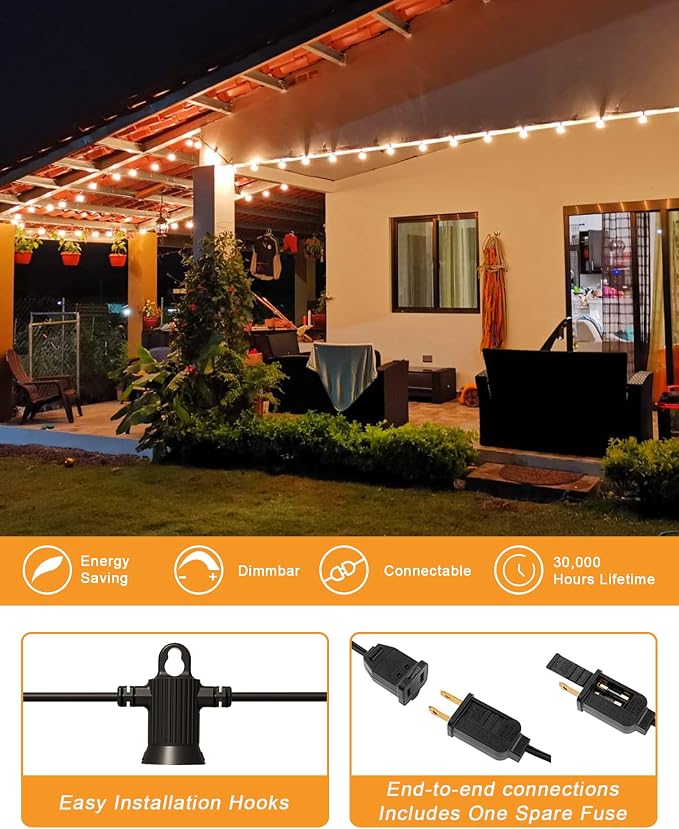 Zuske Outdoor String Lights, 25FT Patio Lights - Image 4